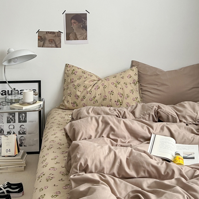 91家纺网 家纺一手货源 找家纺 梦嘉居 2023新款水洗棉双层纱亲肤舒适单床笠 卡其+风华