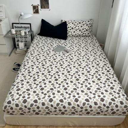 梦嘉居 2023新款水洗棉双层纱亲肤舒适单床笠 闪耀黑+欢乐狗