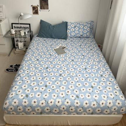 梦嘉居 2023新款水洗棉双层纱亲肤舒适单床笠 雾霾兰+花溪