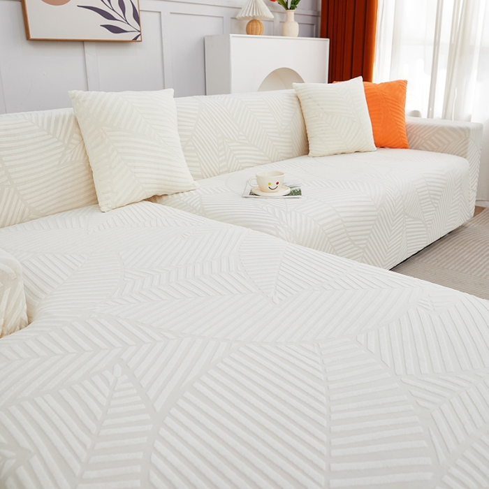 91家纺网 家纺一手货源 找家纺 逐日 2023新款防水提花沙发套雪剑 雪剑-奶白