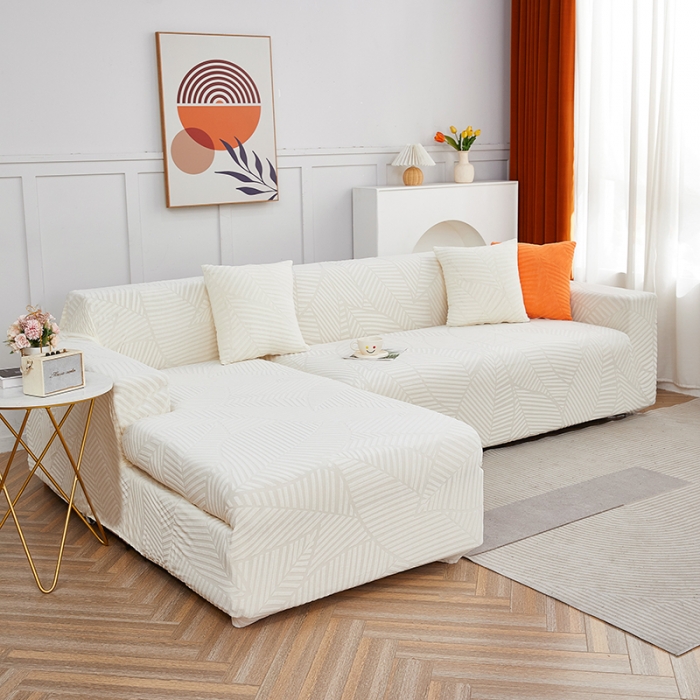 91家纺网 家纺一手货源 找家纺 逐日 2023新款防水提花沙发套雪剑 雪剑-奶白