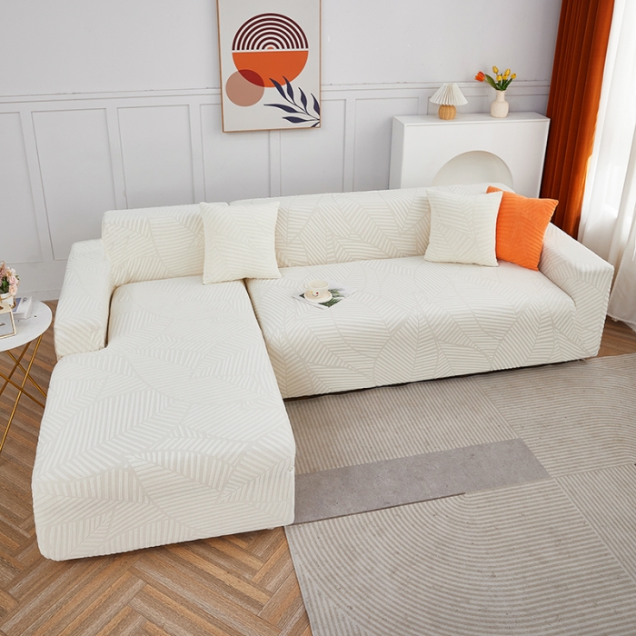 91家纺网 家纺一手货源 找家纺 逐日 2023新款防水提花沙发套雪剑 雪剑-奶白