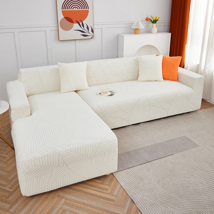 91家纺网 家纺一手货源 找家纺 逐日 2023新款防水提花沙发套雪剑 雪剑-奶白