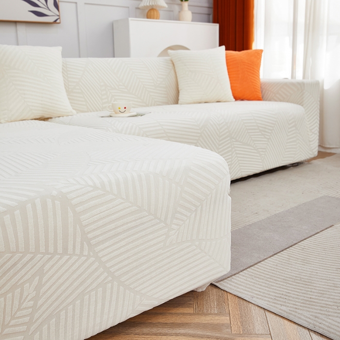 91家纺网 家纺一手货源 找家纺 逐日 2023新款防水提花沙发套雪剑 雪剑-奶白