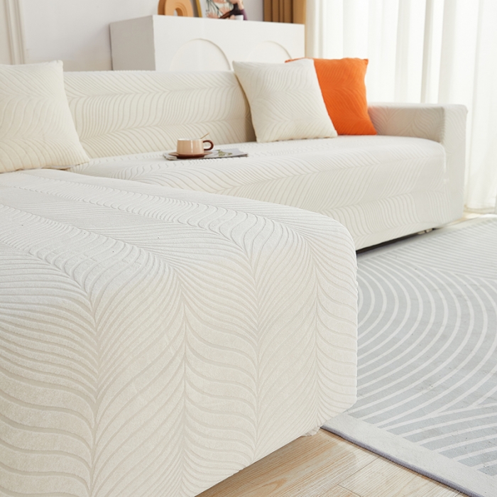 91家纺网 家纺一手货源 找家纺 逐日沙发套 2023新款防水提花沙发套初意 初意-奶白