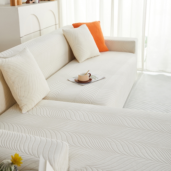 91家纺网 家纺一手货源 找家纺 逐日沙发套 2023新款防水提花沙发套初意 初意-奶白