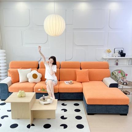 91家纺网 家纺一手货源 找家纺 逐日 2023新款防水提花沙发笠初意系列 初意-橙色