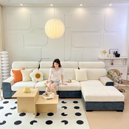 91家纺网 家纺一手货源 找家纺 逐日 2023新款防水提花沙发笠初意系列 初意-奶白