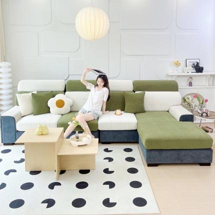 91家纺网 家纺一手货源 找家纺 逐日 2023新款防水提花沙发笠初意系列 初意拼色