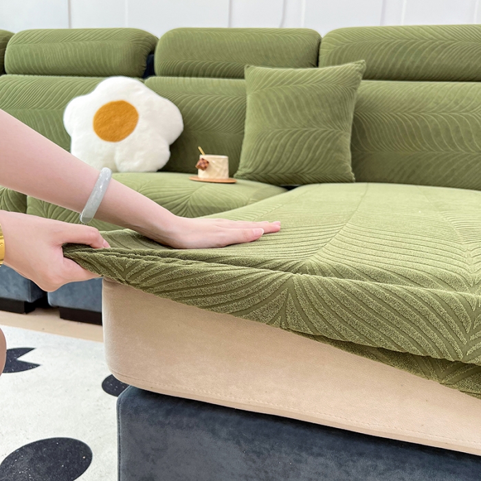 91家纺网 家纺一手货源 找家纺 逐日 2023新款防水提花沙发笠初意系列 初意-绿色