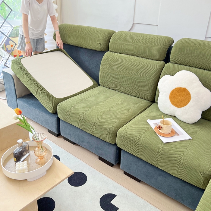 91家纺网 家纺一手货源 找家纺 逐日 2023新款防水提花沙发笠初意系列 初意-绿色