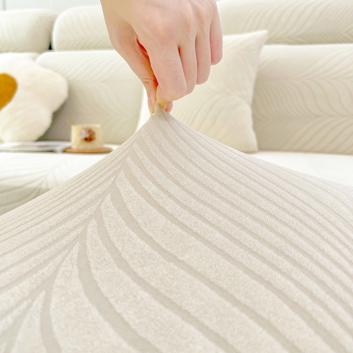 91家纺网 家纺一手货源 找家纺 逐日 2023新款防水提花沙发笠初意系列 初意-奶白