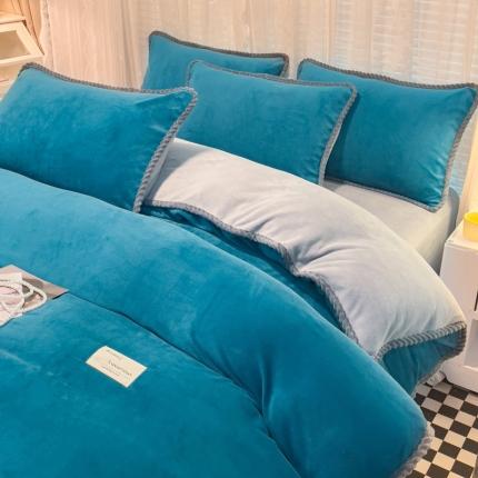 91家纺网 家纺一手货源 找家纺 （总）绒世界 2024新款加厚牛奶绒纯色优雅四件套