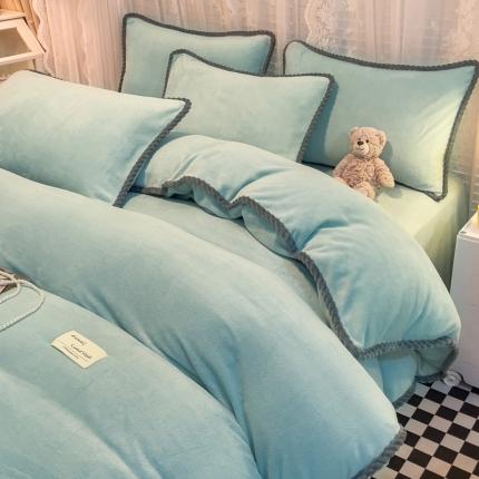 91家纺网 家纺一手货源 找家纺 （总）绒世界 2024新款加厚牛奶绒纯色优雅四件套