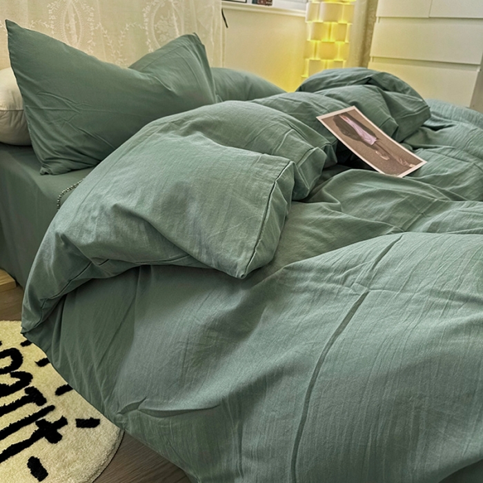 91家纺网 家纺一手货源 找家纺 （总）优色良品 2023新款纯色超柔水洗棉四件套（手机拍摄）