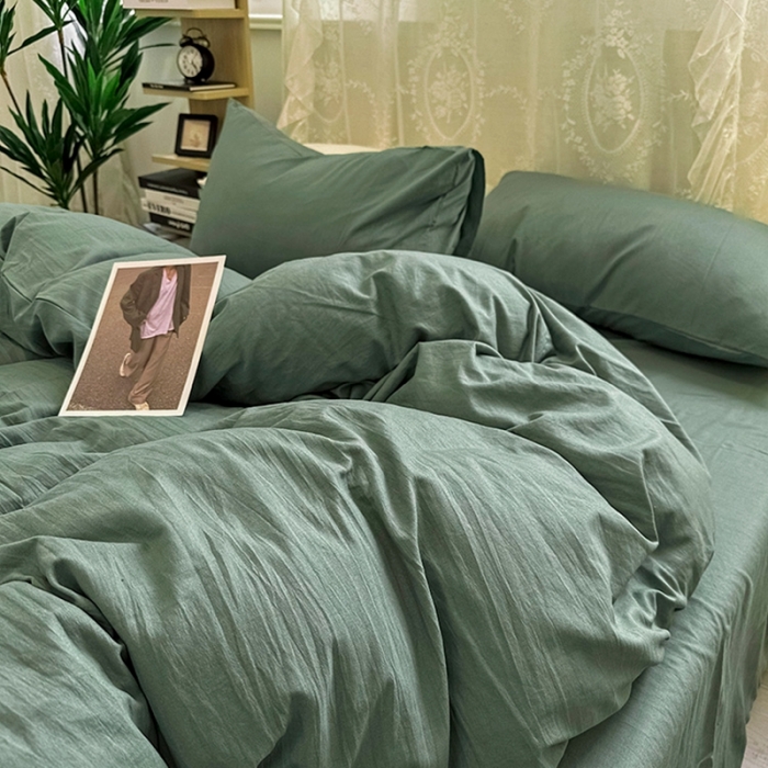 91家纺网 家纺一手货源 找家纺 （总）优色良品 2023新款纯色超柔水洗棉四件套（手机拍摄）