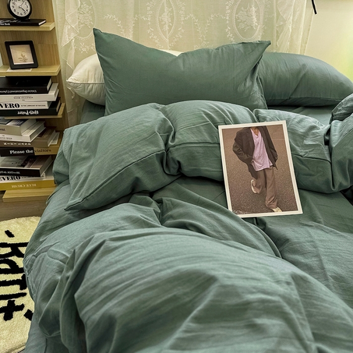 91家纺网 家纺一手货源 找家纺 （总）优色良品 2023新款纯色超柔水洗棉四件套（手机拍摄）