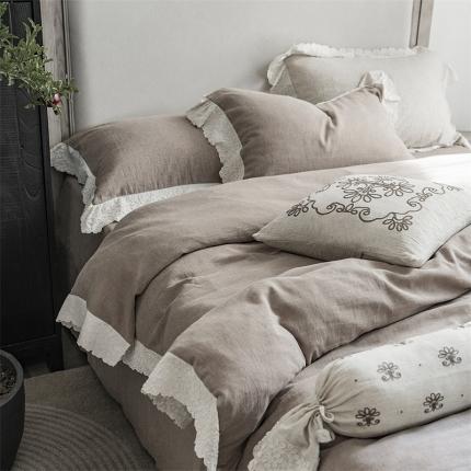 91家纺网 家纺一手货源 找家纺 （总）子和 2023新款麻棉立体宽边蕾丝优雅浪漫四季款如花在野