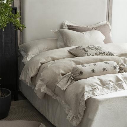 91家纺网 家纺一手货源 找家纺 （总）子和 2023新款麻棉立体宽边蕾丝优雅浪漫四季款如花在野