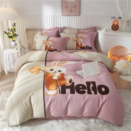 91家纺网 家纺一手货源 找家纺 （总）沐白家居 2023全棉大版生态磨毛四件套