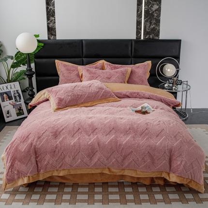 91家纺网 家纺一手货源 找家纺 总 神州川2024爆款獭兔毛四件套兔兔绒皮草剪花牛奶绒纯色绒四件套