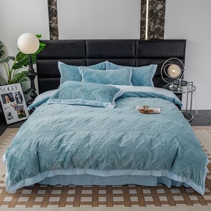 91家纺网 家纺一手货源 找家纺 总 神州川2024爆款獭兔毛四件套兔兔绒皮草剪花牛奶绒纯色绒四件套