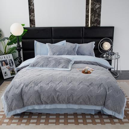 91家纺网 家纺一手货源 找家纺 总 神州川2024爆款獭兔毛四件套兔兔绒皮草剪花牛奶绒纯色绒四件套