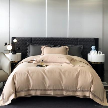 91家纺网 家纺一手货源 找家纺 鼎飞 2023新款全棉镂空磨毛四件套 巴黎-卡米金