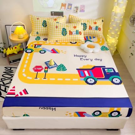 91家纺网 家纺一手货源 找家纺 KT猫直营店 2024新款大版卡通单品床笠 工程队-笠