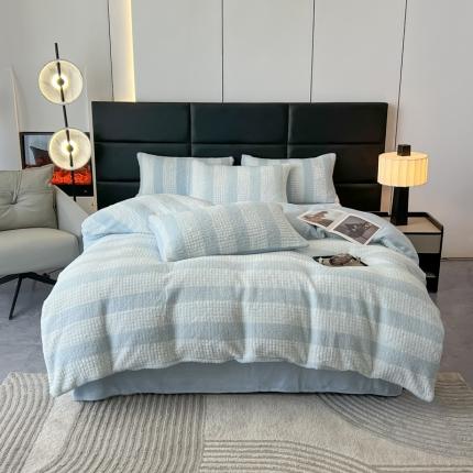 韩都家居2023直播爆款高端320克A类泰迪兔毛绒剪花纯色牛奶绒四件套 米兰-兰