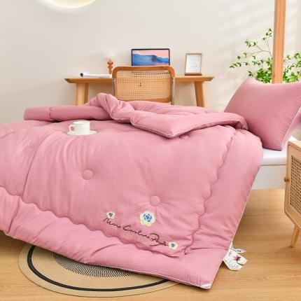 91家纺网 家纺一手货源 找家纺 2025A类泡泡纱绣花大豆被春秋被冬被夏被A类大豆纤维被芯供直播 豆沙