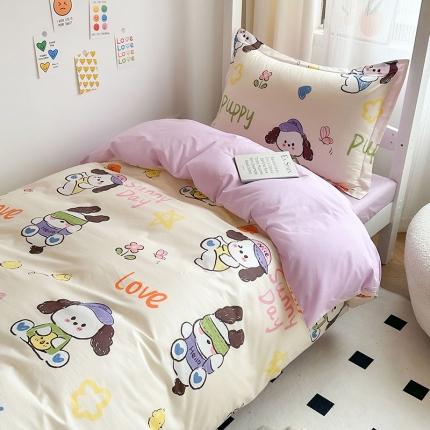 金鑫汇 2023新款全棉宿舍印花三件套 狗狗乐园