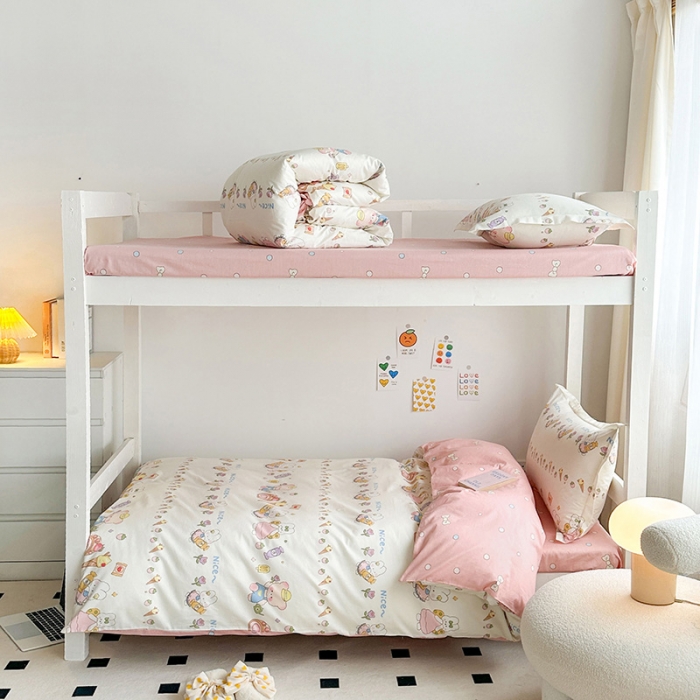 91家纺网 家纺一手货源 找家纺 金鑫汇 2023新款全棉宿舍印花三件套 糖水日记