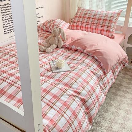 91家纺网 家纺一手货源 找家纺 （总）曼璐 2025新款水洗棉无印风纯色条格单品被套