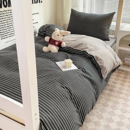 91家纺网 家纺一手货源 找家纺 （总）曼璐 2025新款水洗棉无印风纯色条格单品被套