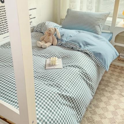 91家纺网 家纺一手货源 找家纺 （总）曼璐 2025新款水洗棉无印风纯色条格单品被套