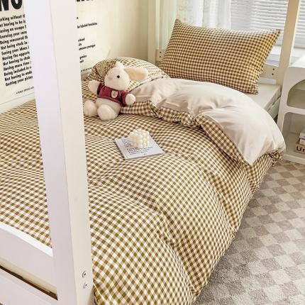 91家纺网 家纺一手货源 找家纺 （总）曼璐 2025新款水洗棉无印风纯色条格单品被套