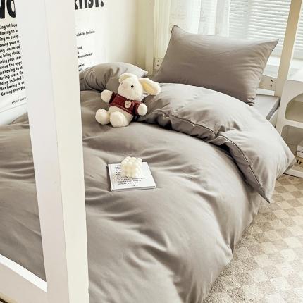 91家纺网 家纺一手货源 找家纺 （总）曼璐 2025新款水洗棉无印风纯色条格单品被套