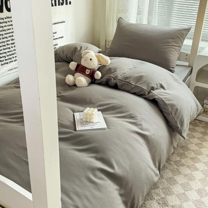 91家纺网 家纺一手货源 找家纺 （总）曼璐 2025新款水洗棉无印风纯色条格单品被套