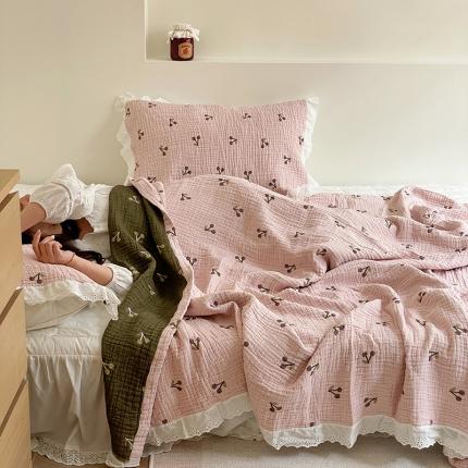 91家纺网 家纺一手货源 找家纺 （总）麻依 2023新款韩系风全棉长绒棉四层纱布床盖纯棉毛巾被