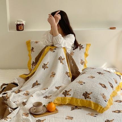 91家纺网 家纺一手货源 找家纺 （总）麻依 2023新款韩系风全棉长绒棉四层纱布床盖纯棉毛巾被