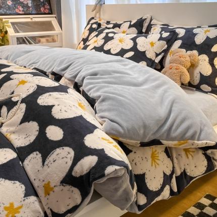 91家纺网 家纺一手货源 找家纺 （总）莱米家纺 2023新款小版牛奶绒印花四件套