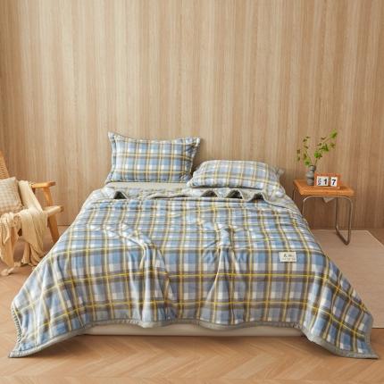 雅萱家纺 2024新款良品系列牛奶绒多功能毛毯盖毯 良品-蓝小格