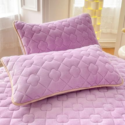 新款冬季牛奶绒夹棉枕套加厚加绒亲肤柔软枕芯套 玫瑰紫