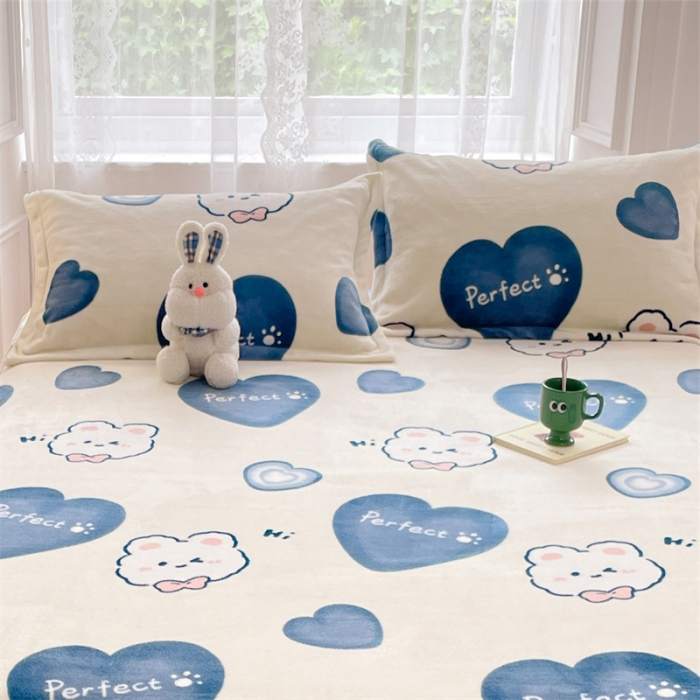 91家纺网 家纺一手货源 找家纺 梦舒羽 2025新款冬季牛奶绒枕套加厚加绒亲肤柔软枕芯套 爱心兔