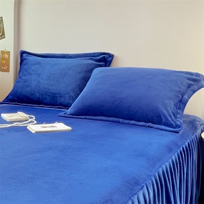 91家纺网 家纺一手货源 找家纺 梦舒羽 2025新款冬季牛奶绒枕套加厚加绒亲肤柔软枕芯套 深海蓝