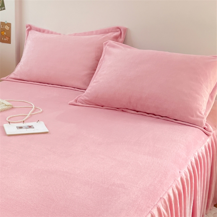 91家纺网 家纺一手货源 找家纺 梦舒羽 2025新款冬季牛奶绒枕套加厚加绒亲肤柔软枕芯套 樱花粉