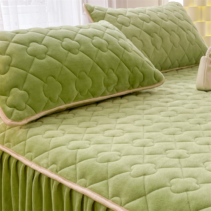 91家纺网 家纺一手货源 找家纺 梦舒羽 2025新款冬季牛奶绒夹棉加厚加绒亲肤柔软枕芯套 芥末绿