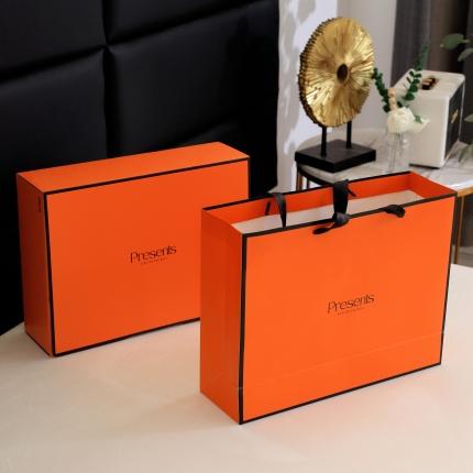 森翔 Presents橘色款 手提袋礼盒包装 现货新盒子