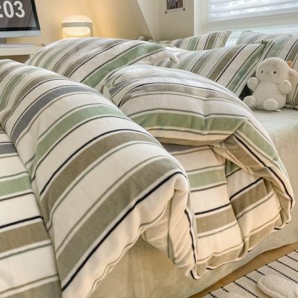 91家纺网 家纺一手货源 找家纺 （总）暮思 2023新款ins休闲时尚简约北欧风高克重牛奶绒四件套